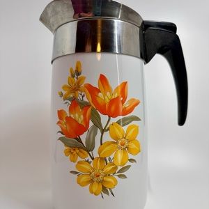 Vintage Rare Tropical Summer Corningware 10 cup Percolator, Minty Collectible